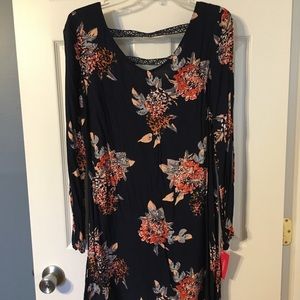 Xhilaration Navy Blue Floral Dress - Size M